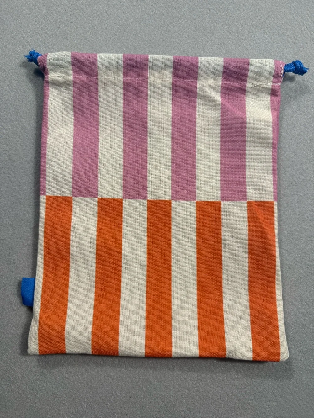 New Striped Makeup Cosmetics Skincare Drawstring Pouch Bag in Pink Orange Travel